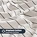 Wake In Cloud - Striped Cotton Duvet Cover Set, Ticking Stripe Vertical Pinstripe Farmhouse, 100% Washed Cotton Textured Percale Bedding Set, 3 Pieces, White, King Size