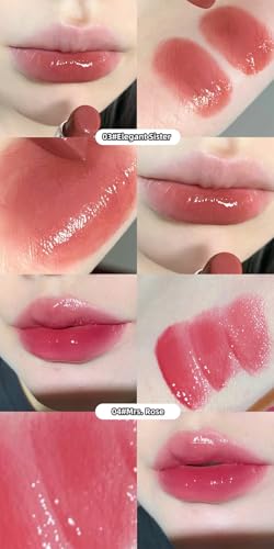 Image of Gege Bear Water Gloss Lipstick | High-Shine Lightweight Liquid Lip Color | 6 Stunning Shades for All Skin Tones | Long-Lasting Moisturizing Glossy Finish | Non-Sticky Lip Tint with Luxurious Packaging | Everyday Wear Makeup Essential (03# Elegant Senior Sister, 3.8g)