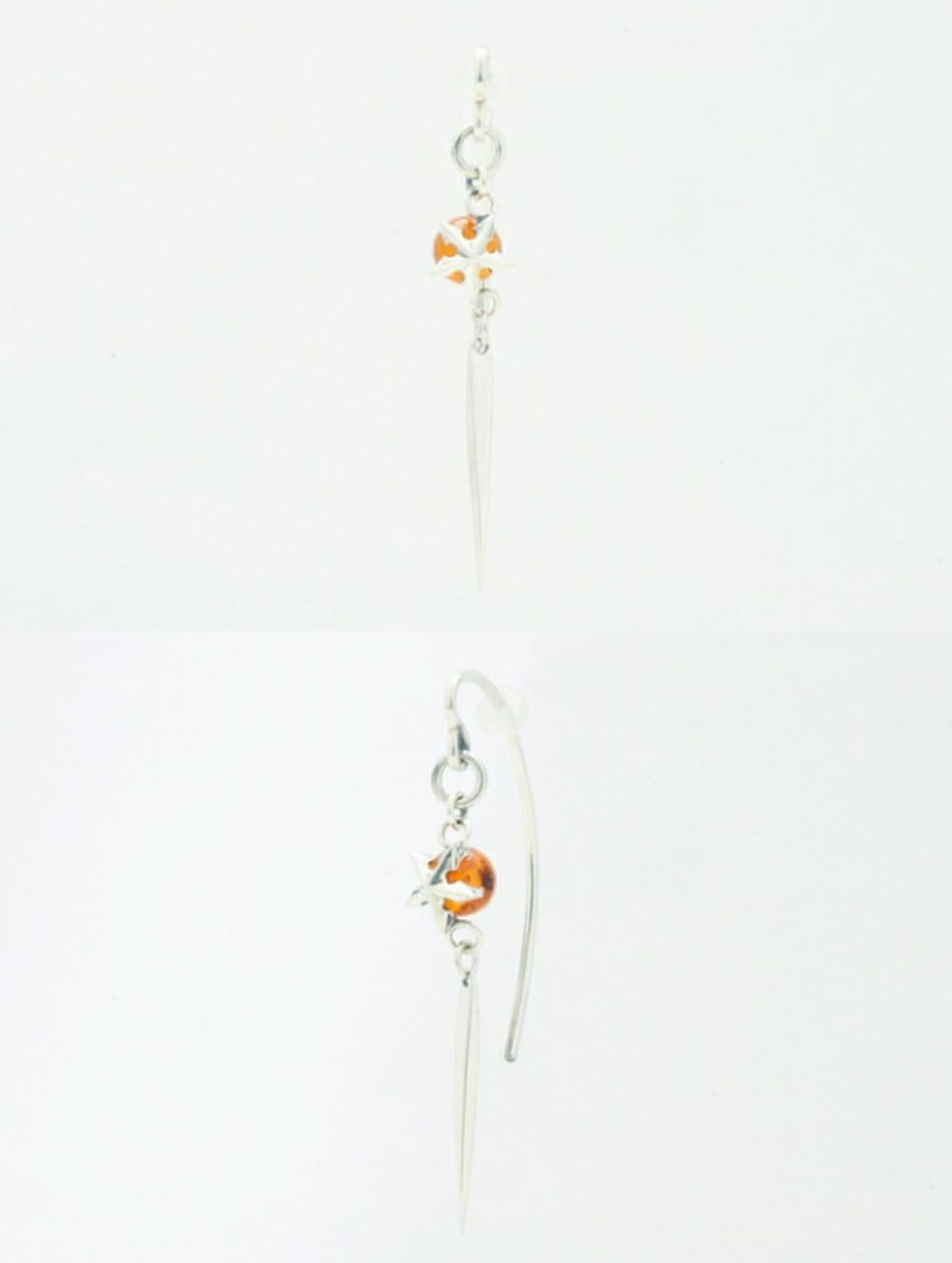 ピアス フープ 月 ムーン 星 スター チェーン ジルコニア ピアス 揺れる ワンポイントピアス シルバー925 ピアス 片方 ピアス片耳 単品販売  ピアス メンズ レディース - diosbras(ディオブラス） [新宿銀の蔵] F.A.L シューティングスターAFピアス コハク アメジスト ピアス 星 フック チェーン ロング ドロップ シル