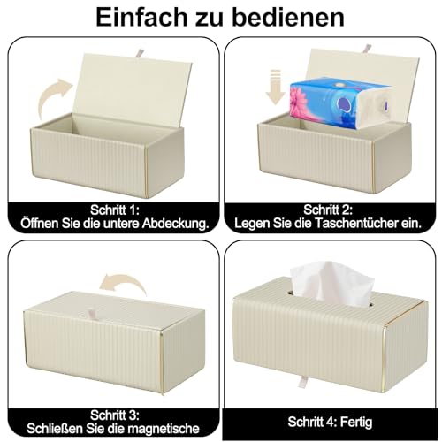BEZORR Kosmetiktücherbox Taschentuchbox, Dekorative Taschentücher Box, Rechteckige, Taschentuchspender aus PU Leder für Esszimmer Badezimmer Schlafzimmer Büro Couchtisch Auto