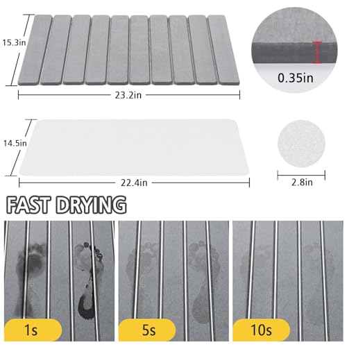 Stone Bath Mat for Bathroom, Stone Pet Feeding Mat, Dish Drying Mat for Kitchen, Diatomaceous Earth Bath Non Slip Drying Bathmat for Shower Floor, Bathroom Tub by SZSJA - Image 3