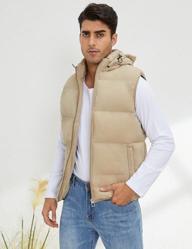 Gihuo Men'S Hooded Puffer Vest Sleeveless Zip Up Padded Jackets Coat Lightweight Quilted Gilet With Pockets thumb #1