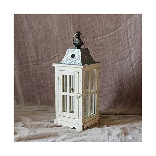 Rustykalny drewniany świecznik rękaw - vintage szklana latarnia do ogrodu i patio - średni świecznik dekoracja do wewnątrz i na zewnątrz - idealny do dekoracji domu i wydarzeń