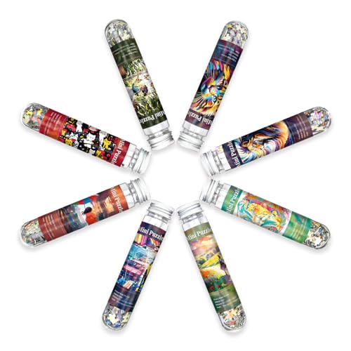 Mini Jigsaw Puzzles for Adults 234 Pieces (8 Packs) Small Jigsaw Puzzle Test Tube Puzzle Challenging Micro Puzzle Difficult Tiny Puzzle Home Decor Entertainment 6x4in