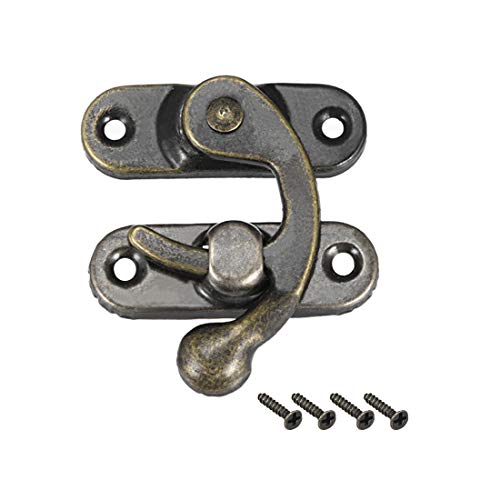 uxcell Antique Vintage Lock Clasp Right Latch Hook Hasp 42mm x 37mm Swing Arm Latch Plated Bronze, 10 pcs w Screws