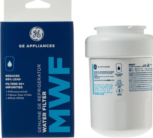 GE MWF Refrigerator Water Filter, Genuine Replacement Filter, Certified to Reduce Lead, Sulfur, and 50+ Other Impurities, Replace Every 6 Months for Best Results, Pack of 1