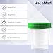 HaseMed Disposable Specimen Collection Cups with Green Screw Cap – 125 ml | Leakproof Urine Sample Container with Graduated Scale for Lab, Travel, and Personal Use - 20 Pack