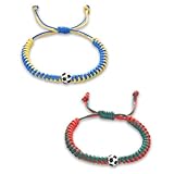 iuiiaii 2Pcs Football Bracelets for Boys, Adjustable Soccer Bracelet, Football Gifts for Girls Boys Friendship Bracelets Accessories Wristband to Fans Boy Girls Sport Spirit Gifts