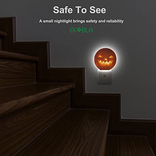Image of EKOBLA Halloween Pumpkin Night Light, Seasonal Jack-o'-Lantern Night Lights Plug Into Wall with Dusk to Dawn Sensor for Halloween Decor