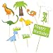 10 Piezas Dinosaurio Cupcake Toppers, Decoración de Pastel de Dinosaurio, para la Decoración de Pasteles de Cumpleaños para Niños, Decoración de Fiestas Temáticas de Dinosaurios