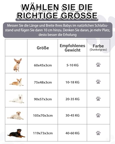 Favodormir Wassericht Hundematte Outdoor-105x70cm,Hundebett Grosse Hunde aus Kunstleder,Einfach zu Reinigen,Tragbar Platzsparend Hundekissen,Waschbar Hundematratze für Innen& Reisen,Grau
