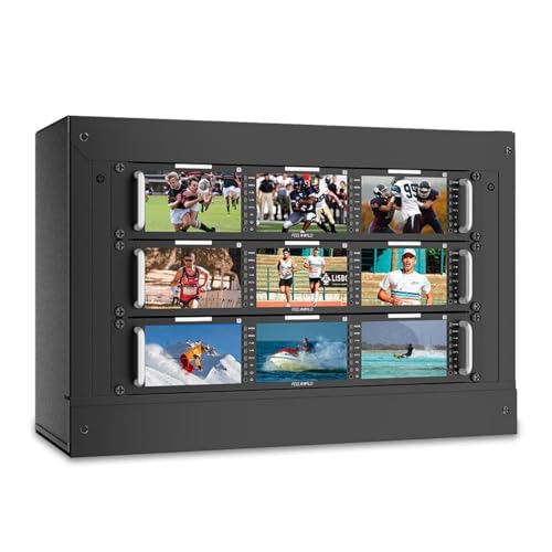 Image of FEELWORLD T51PLUS-H Triple 5.5 inch 2RU 1920x1080 Broadcast LCD Rack Mount Monitor with HDMI, AV Input and Output