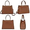 CRAZYCHIC - Sac à Main Femme - Cabas Porté Epaule Bandoulière Cuir PU - Fourre-Tout Plusieurs Poches Compartiments - Sac Tote Ville Elegant Dame Fille Mode Original Tendance - Marron Camel #3