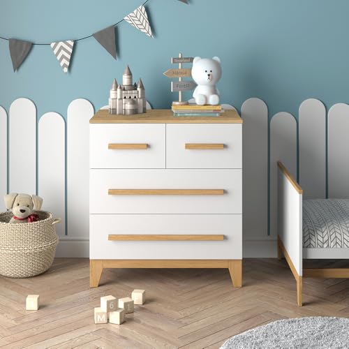 Vitalispa Cassettiera Per Camera Da Letto Malia, Bianco/Quercia, 80 X 88 Cm Con 4 Cassetti - 2