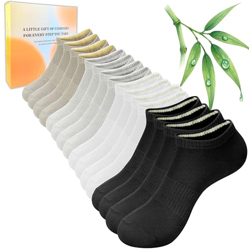 Image of LUVEEVA Women’s Bamboo Ankle Socks, 8 Pairs Soft Low Cut Trainer Socks for Ladies, Bamboo Blend Socks UK 3-9.5