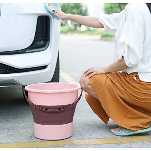 Image of Collapsible Water Bucket, 10L Portable Folding Water Container, Multifunction Foldable Round Tub Water Pot for Fishing, Camping, Car Washing, Home Storage and Outdoors Wash （Green