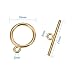PH PandaHall 20 Sets Golden Toggle Clasps, Flat Round Jewelry Clasp Toggle Circle Clasps T Bar Gold Closure Fastener Hook Toggle Connectors TBar End Clasps for Necklace Bracelet Jewelry Making