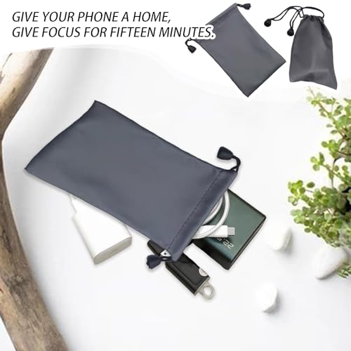 4 Stück Aufbewahrungsbeutel Grau,Spritzwassergeschützter Beutel Handy,Beutel mit Kordelzug Aufbewahrungstasche Klein,Wiederverwendbare Stausack Kordel Lagerung Beutel für Mobiltelefonen,Powerbank