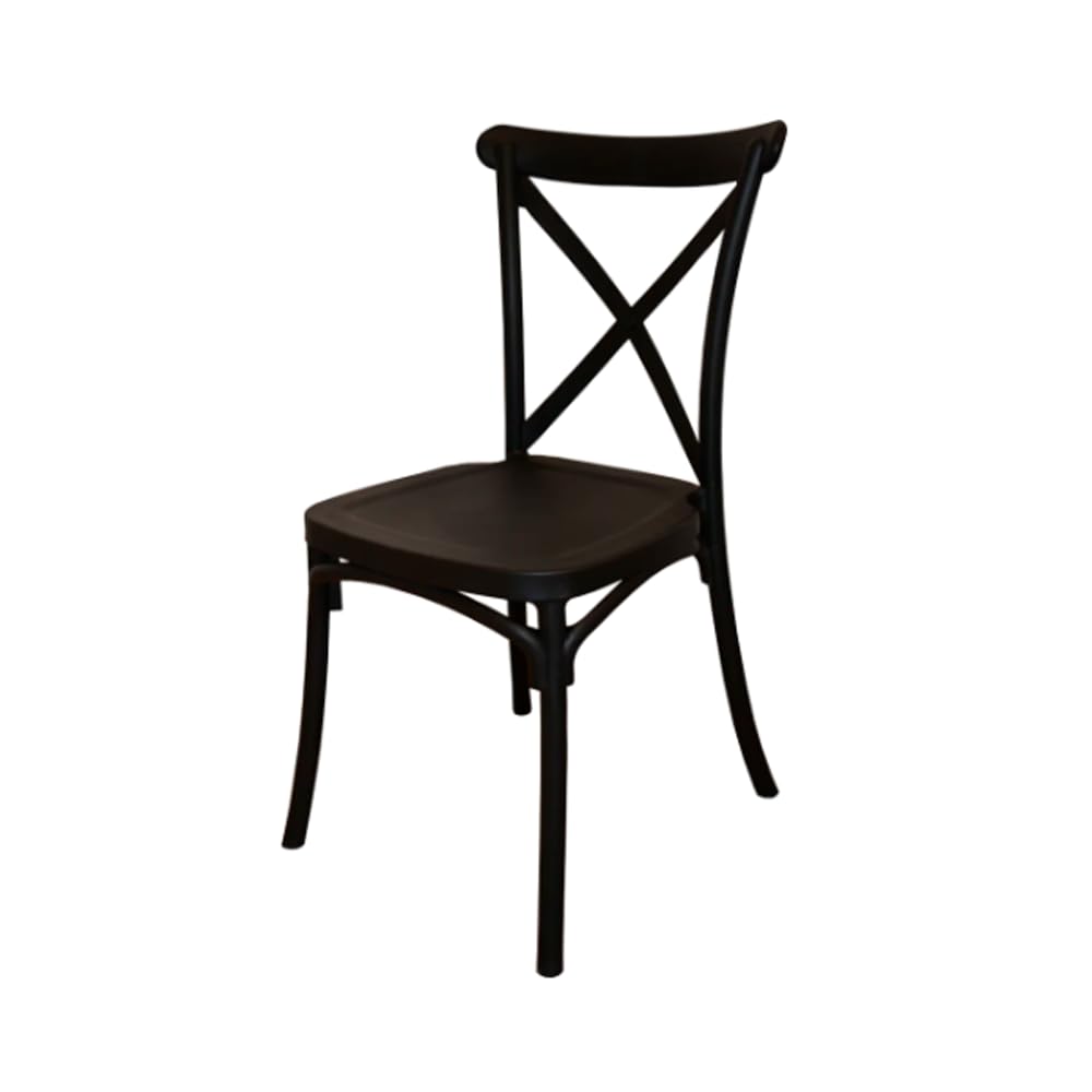 EME 2 Sillas Crossback Color Negro, Sillas de Comedor o Cocina. Incluye 2 sillas. Elegantes para Cocina o Comedor, apilables y Muy Resistentes. Fabricadas en Polipropileno Monoblock.