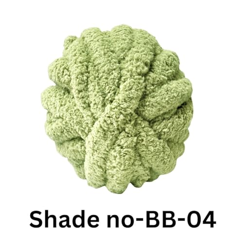 Image of VCR Light Green Yarn, 200 Grams Big Chunky Hank, 22 Meters Length, Suitable for Knitting Blankets and Pillows, 100% Polyester Yarn Ball for Crochet DIY, Soft Threads, Pack of 1