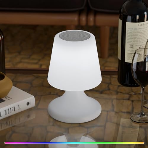 Image of uuffoo Shower Lamp Cordless LED Table Lamp with Speaker Patio Outdoor Speaker with Lights RGB IP44 for Patio Pool Party Balcony Bathroom (Waterproof, Rechargeable)