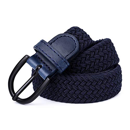 Image of Young Boys Girls | Braided Stretch Elastic Belt | Pin Prong Buckle | Loop End Tip | 1 inch width | 5 Sizes 5 Colors