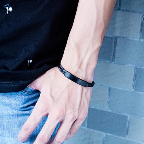 Darin Gift Personalized Christian Bible Verses Braided Leather Bracelet Inspirational Scripture Id Cross Religious Quote Faith God Engraved Adjustable Customized Gifts For Men Women Him Husband Father Boys thumb #4