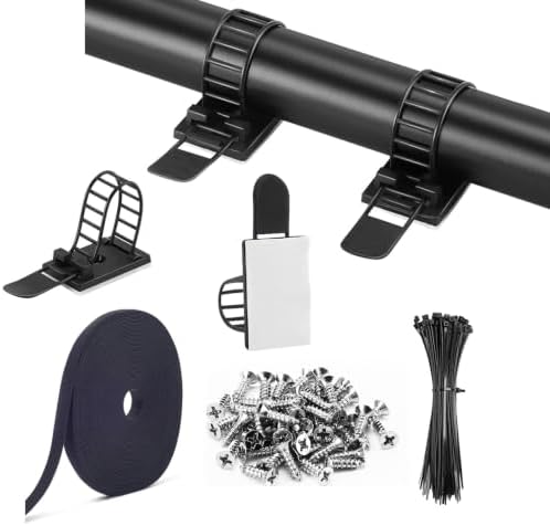 50Pcs Adhesive Cable Clips with 197in Tie Roll & Zip Ties (Black) image 2