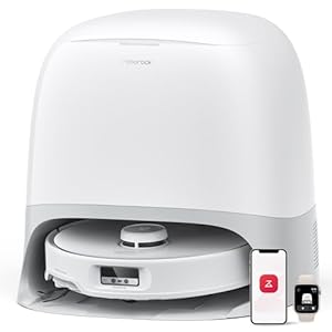 roborock Qrevo Curv Robot Aspirador y Fregasuelos Autovaciado, Sin enredos, AdaptiLift™, HyperForce® de 18500 Pa, Cepillo Principal DuoDivide®, Cepillo Lateral en Arco FlexiArm™, Agua a 75 °C, Blanco