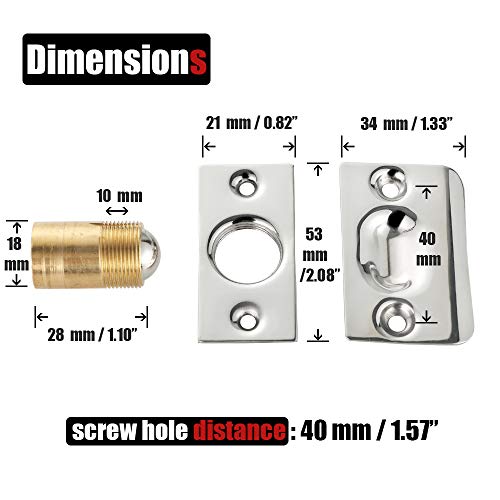 Image of JQK Closet Ball Catch Door Hardware, Stainless Steel Catch Adjustable with Strike Plate, Chrome Finish 4 Pack, HBC100-CH-P4