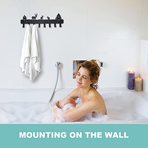 Over The Door Hooks Hanger 17.7" 8 Hooks, Door Mount Towel Rack Towel Hooks For Bedroom Kitchen Pool Beach Towels Bathrobe Wall Mount Hang On The Door Cabinet Cupboard Metal Sandblasted (Black) #TOP3