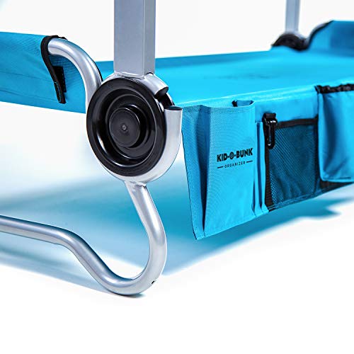 Disc-O-Bed Youth Kid-O-Bunk Benchable Camping Cot with Organizers, Teal Blue