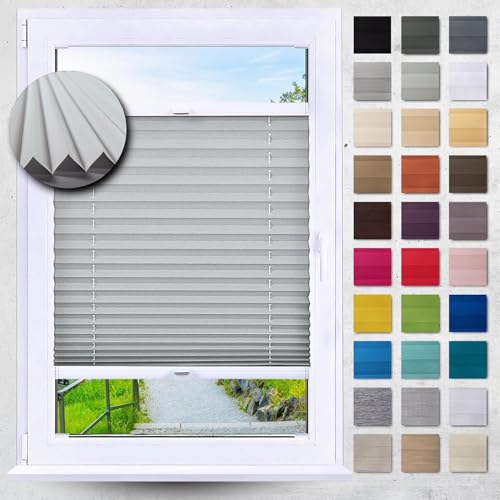 DECOOR Estor Plisado A Medida para Ventana y Puerta Ancho 25-119 cm Alto 20-119 cm 24 Colores con Taladro Protección de Privacidad y Solar