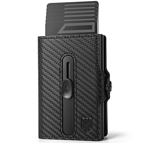 DODENSHA Airtag Kartenetui RFID Schutz Herren Geldbörse | POP UP Slim Wallet mit Münzfach | kleine Kreditkartenetui portmonee für Herren | Geldbeutel Herren klein für 10+ Karten | Carbon Cover