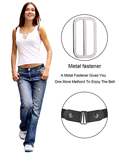 Syhood 4 Pieces No Buckle Belt for Women Men Free Buckle Adjustable Invisible Elastic Belt with 4 Pieces Buckles for Jeans Pants Brown and Black2