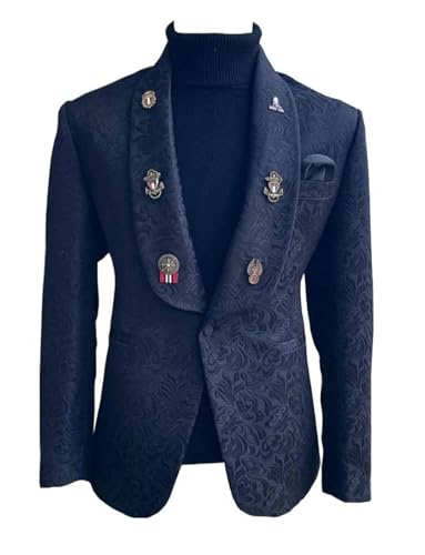 Men's Jacquard Cosplay Suit Blazer Shawl Lapel One Button Speech Jacket Banquet
