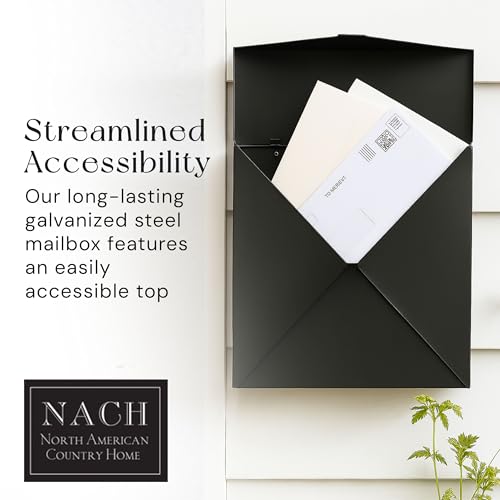 Image of NACH Mailboxes for Outside Wall Mount, 10 x 10 x 4 inch Black Mailbox, Waterproof Mailboxes for Outside - Chicago Style Mail Box