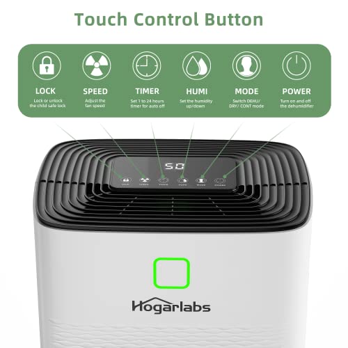 Hogarlabs 30 Pint Dehumidifiers Up To 2000 Sq Ft For Continuous Dehumidify, Home Dehumidifier With Digital Control Panel And Drain Hose For Basements, Bedroom, Bathroom. #TOP3