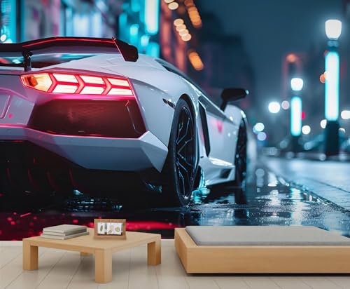 Car Wallpapers City Night View Wallpaper Murals Neon-Lit Streets Pattern Wallpaper Cityscape Wall Paper for Kids Bedroom Living Room Art 200X140cm