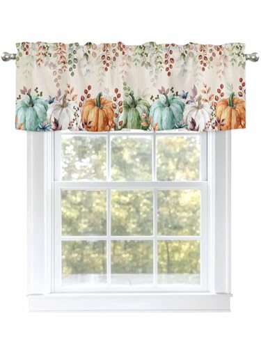 Cenefas De Acción De Gracias Para Ventanas, Color Naranja, Blanco, Verde, Calabaza, Cocina, Cortinas Para Sala De Estar Baño, Cortina De Café Con Bolsillo Para Barra, 1 Panel, 54 X 18 Pulgadas, Hoja Cenefas De Acción De Gracias Para Ventanas, Color Naranja, Blanco, Verde, Calabaza, Cocina, Cortinas Para Sala De Estar Baño, Cortina De Café Con Bolsillo Para Barra, 1 Panel, 54 X 18 Pulgadas, Hoja