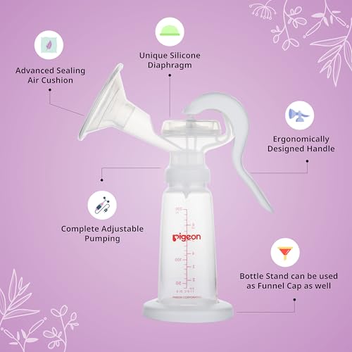 Image of Pigeon Manual Breast Pump with PP Bottle 200 ml | One-Hand Adjustable Pumping System | Less Fuss, Less Hassle | BPA & BPS Safe Materials