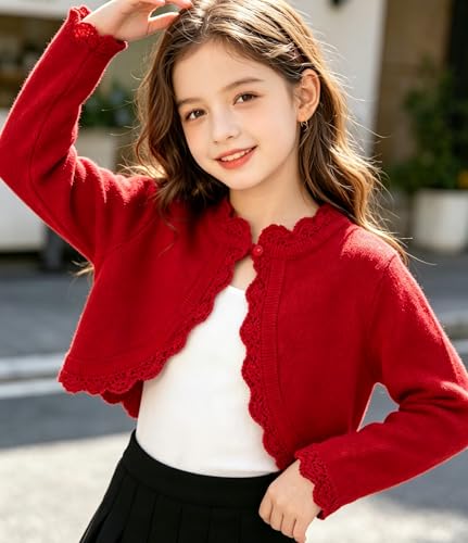 Image of 2Pcs Girls' Knit Toddler Cardigan Cotton Soft Button Closure Bolero Shrug Shawl Shirt Sweater