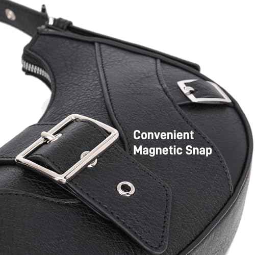 Crescent Small Shoulder Bag Y2k Purse Vintage Purses for Women with Buckle Punk Goth Grunge Emo Handbag4
