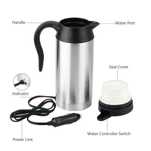 Tetera Eléctrica Para Coche 12V Acero Inoxidable 750ml miniatura 3