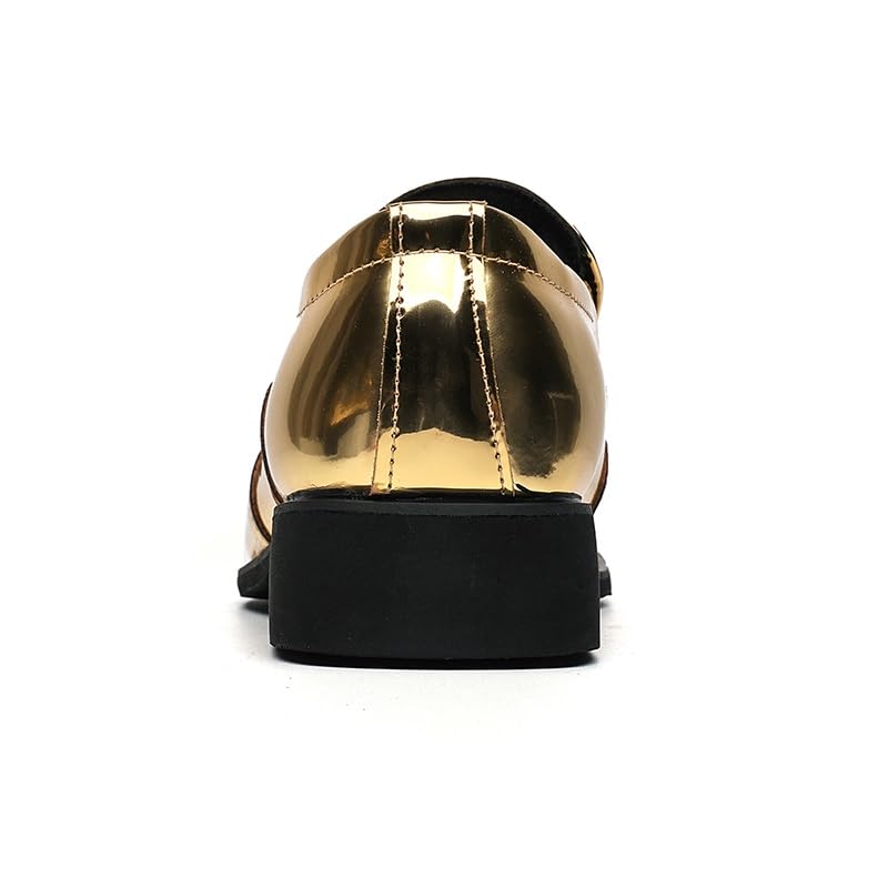 Formal Oxford Shoes for Men Slip On Square Toe PU Leather Tassel Slip Resistant Low Top Anti-Slip Block Heel Casual4