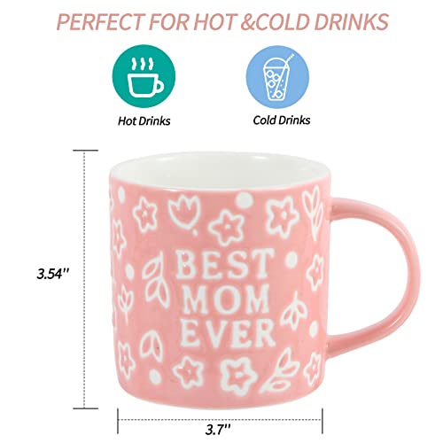Mothers-Day-Gifts-Best-Mom-Ever-Mug-Gifts-for-Mom-Floral-Embossed-Pattern-Ceramic-Coffee-Mug-135OZ Mothers Day Gifts Best Mom Ever Mug Gifts for Mom Floral Embossed Pattern Ceramic Coffee Mug 135OZ