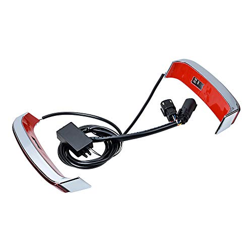 LED Saddlebag Tail Run Brake Turn Signal Light Lamp Compatible with Harley Touring FLHTCU FLHTCUL FLHTK FLHTKL FLTRU '14-'18 FLHTKSE FLTRUSE '16-'18 (Chrome Housing/Red Lens)