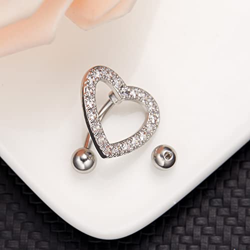Harlermoon Heart Belly Button Rings CZ Crystal Belly Button Rings 14G Surgical Steel Piercing Jewelry3
