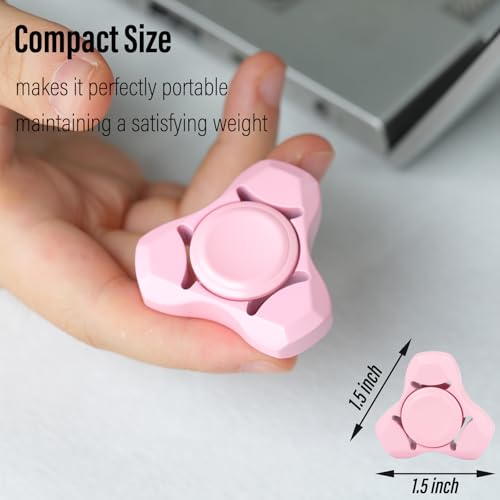 Image of FREELOVE Premium Metal Fidget Spinner for Adults, Stainless Steel Heavy Silent Spinner with Precision Bearing, Small Office Desk Toy & EDC for Stress Relief Focus ADHD, Ceramic Plated Pink