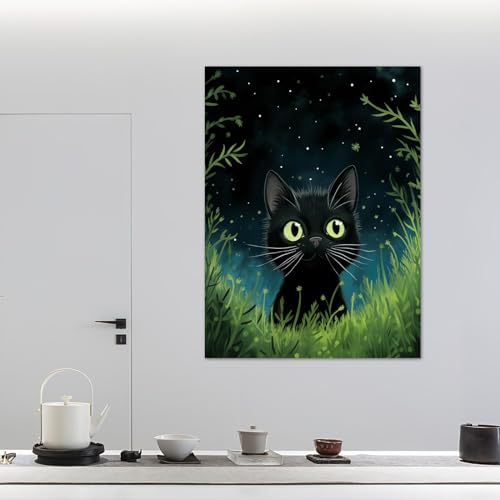 Art mural chat noir mignon pour sublimer la décoration de votre salle de bain